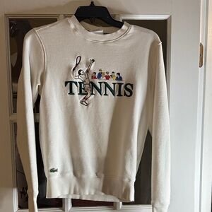 Lacoste Women's Cream Tennis Graphic Sweater